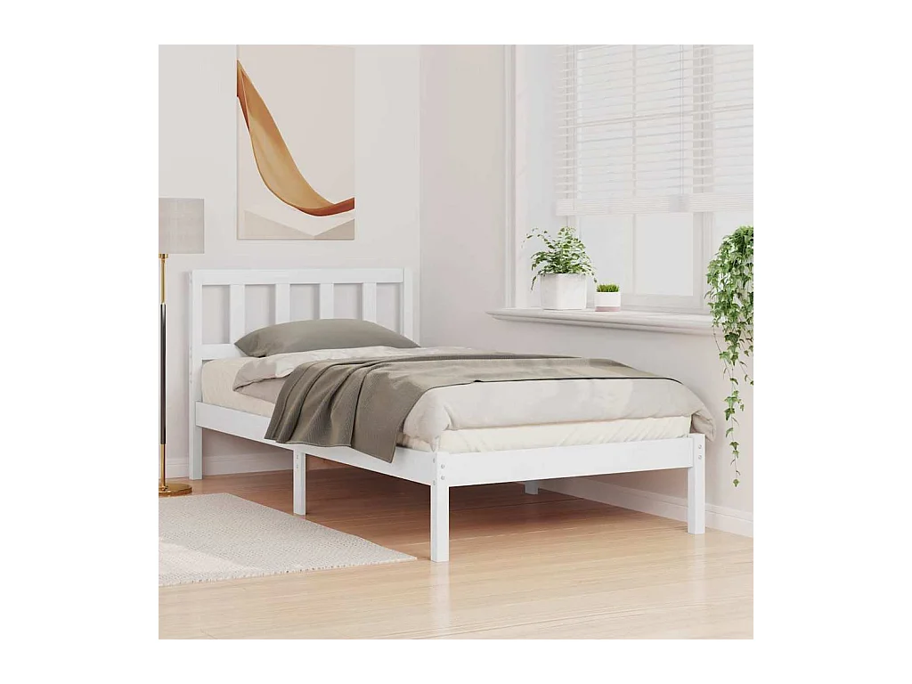 Cadre de lit Blanc 90 x 200 cm Bois massif en pin