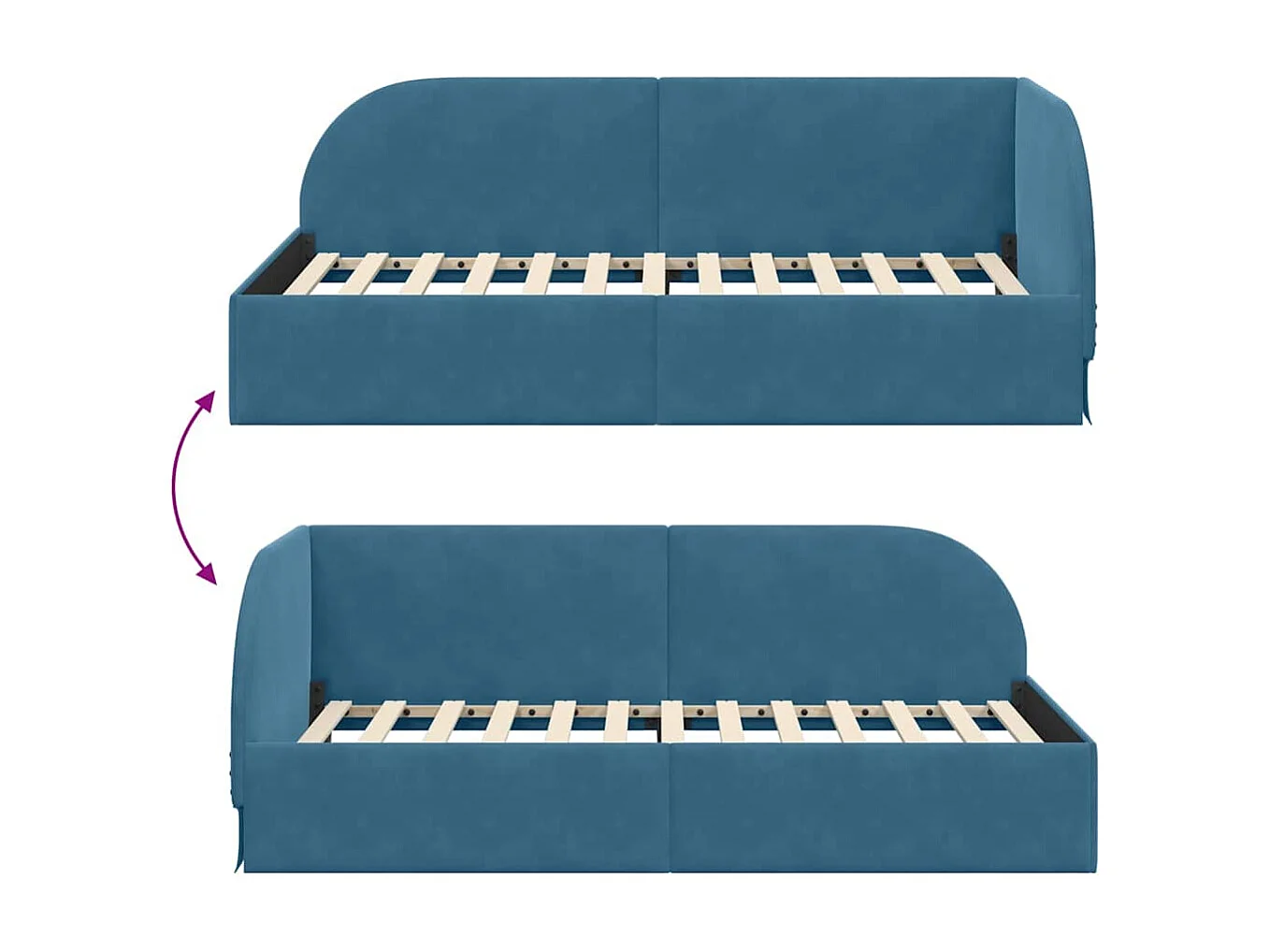 Estrutura de Cama de Canto Azul 90 x 200 cm Veludo