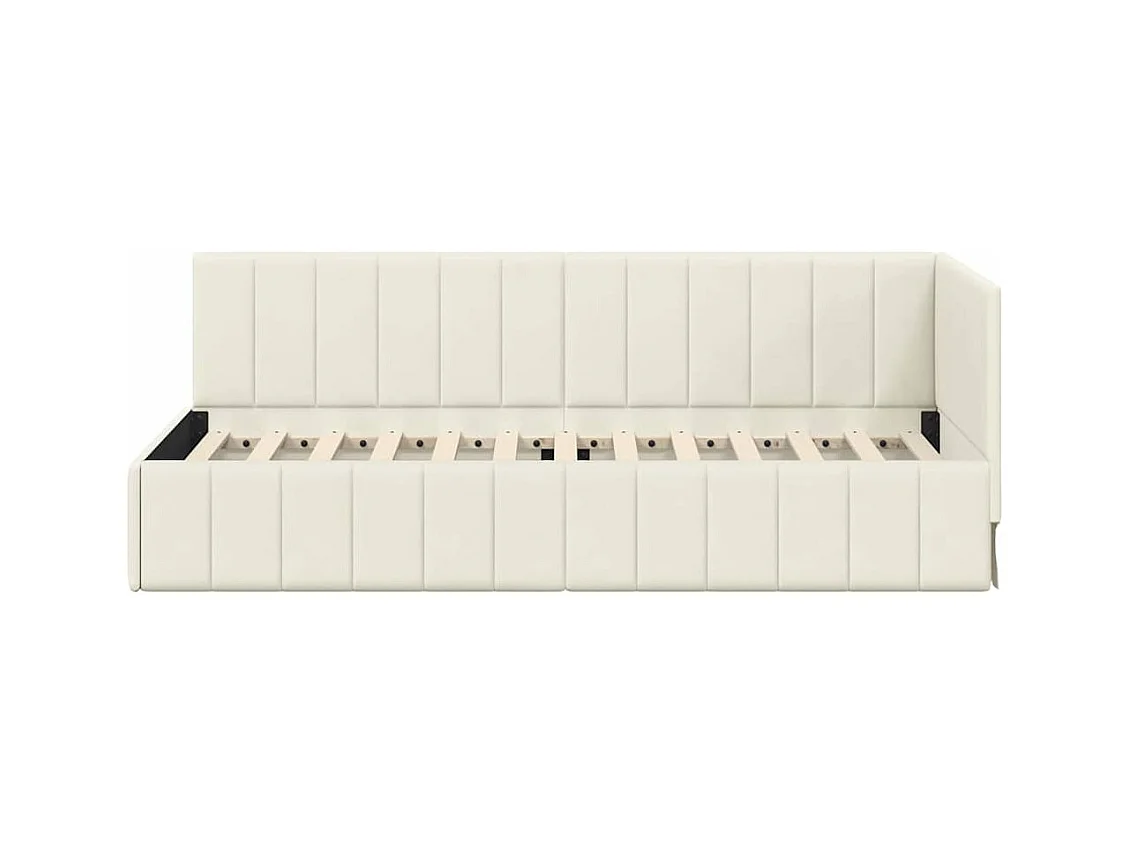 Estrutura de Cama de Canto Creme 80 x 200 cm Veludo