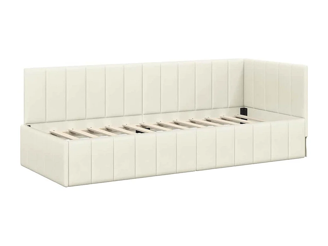 Estrutura de Cama de Canto Creme 80 x 200 cm Veludo