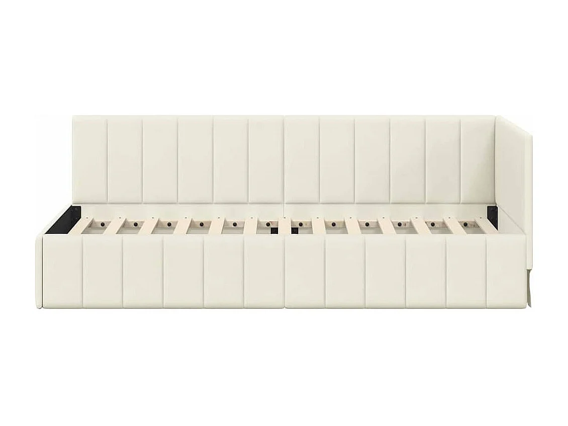 Estrutura de Cama de Canto Creme 80 x 200 cm Veludo
