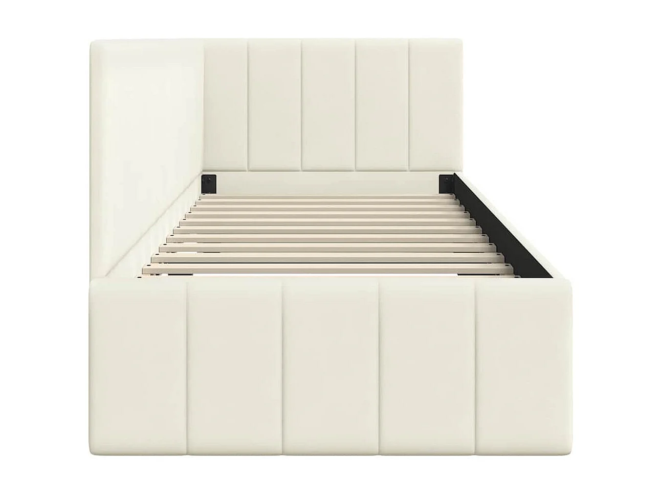 Estrutura de Cama de Canto Creme 80 x 200 cm Veludo