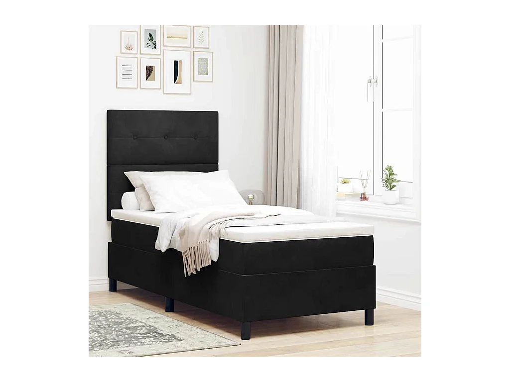Cadre de lit avec matelas Noir 100 x 200 cm Velours