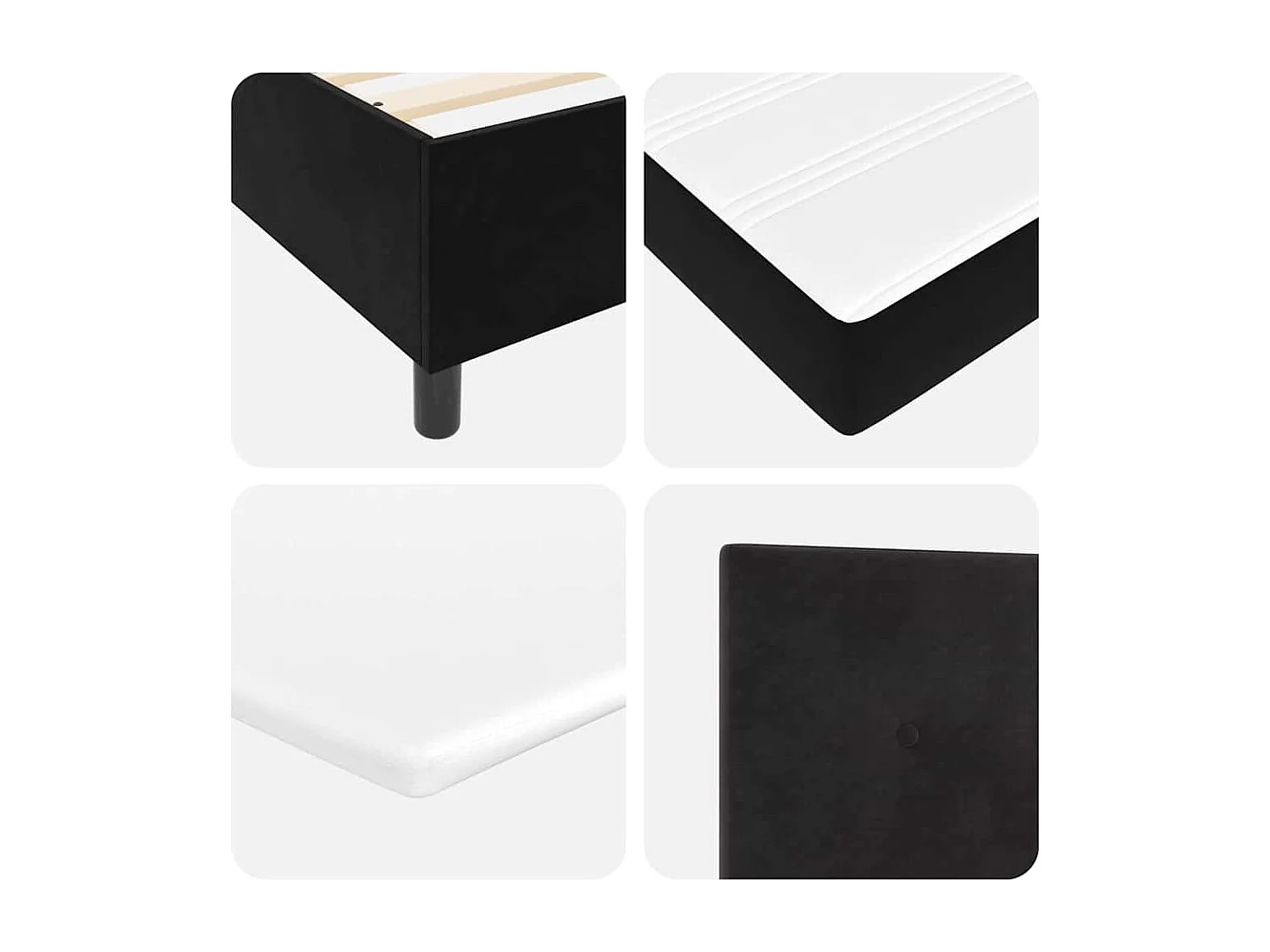 Cadre de lit avec matelas Noir 100 x 200 cm Velours