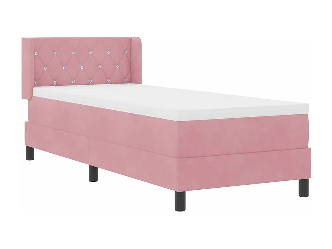 Cadre de lit avec matelas noir 100x200 cm en velours Rose