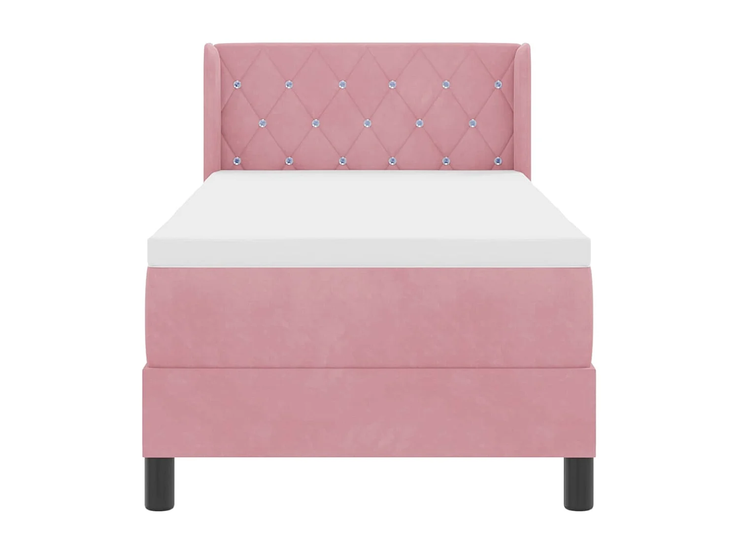 Cadre de lit avec matelas noir 100x200 cm en velours Rose