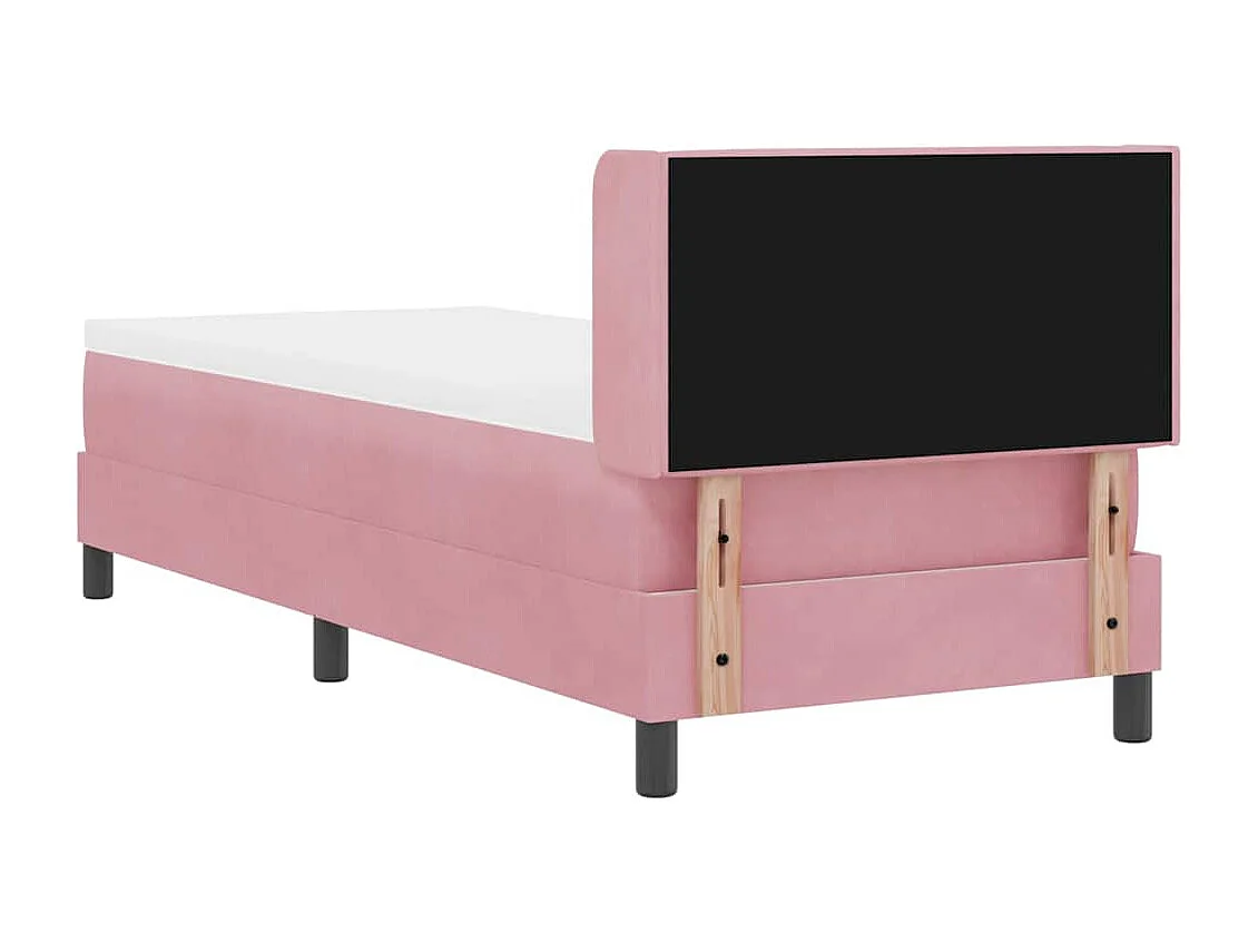 Cadre de lit avec matelas noir 100x200 cm en velours Rose