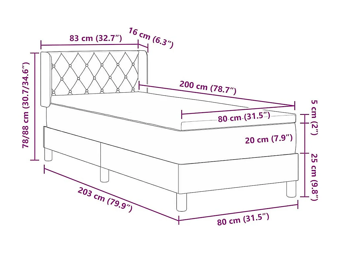 Cadre de lit avec matelas noir 100x200 cm en velours Rose