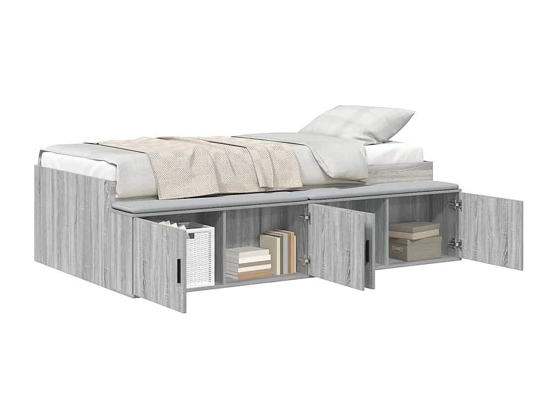 Opbergbedframe Grijs sonoma 100 x 200 cm Bewerkt hout