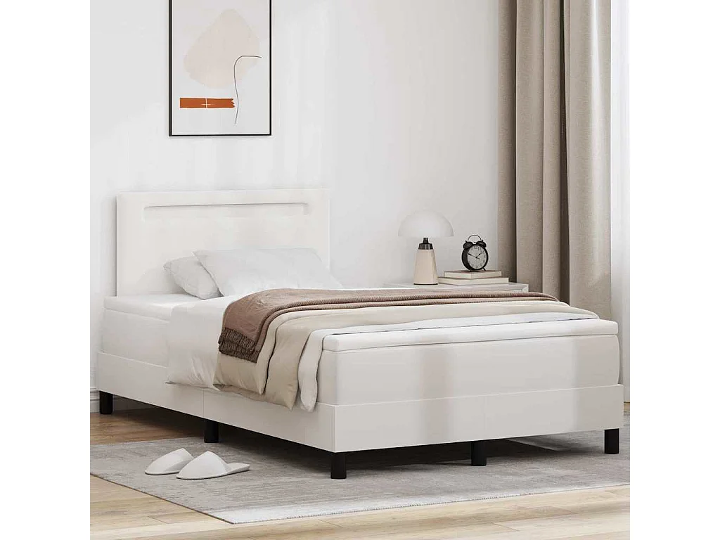 Cadre de lit avec matelas Blanc 120 x 200 cm Faux cuir