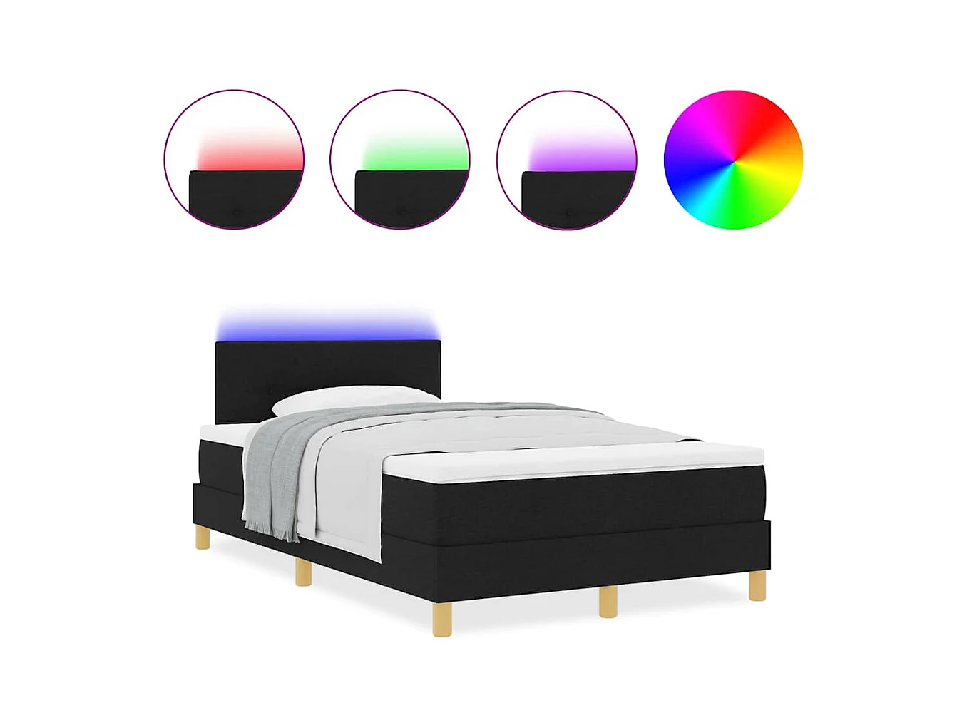 Cadre de lit avec matelas Noir 120 x 200 cm tissu