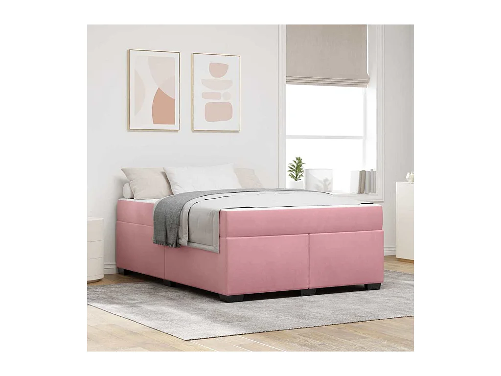 Cadre de lit avec matelas Rose 140 x 200 cm Velours