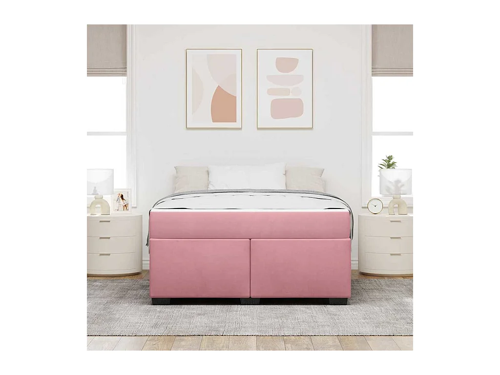 Cadre de lit avec matelas Rose 140 x 200 cm Velours
