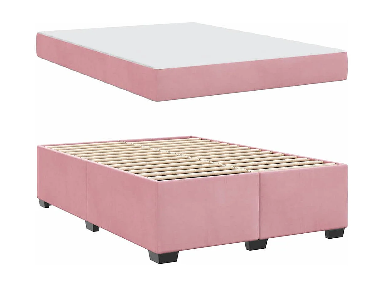 Cadre de lit avec matelas Rose 140 x 200 cm Velours