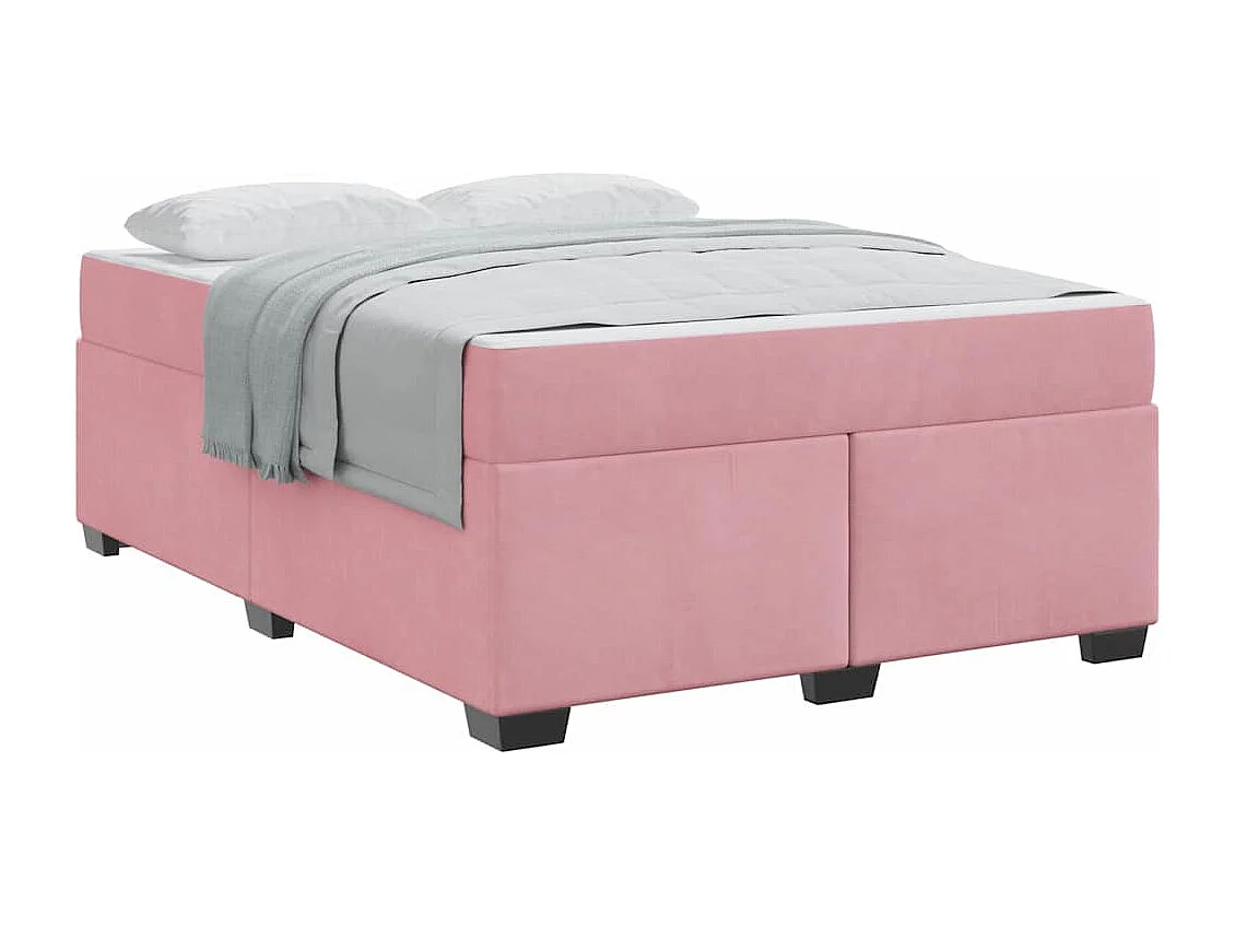 Estructura de cama con colchón Rosa 140 x 200 cm Terciopelo