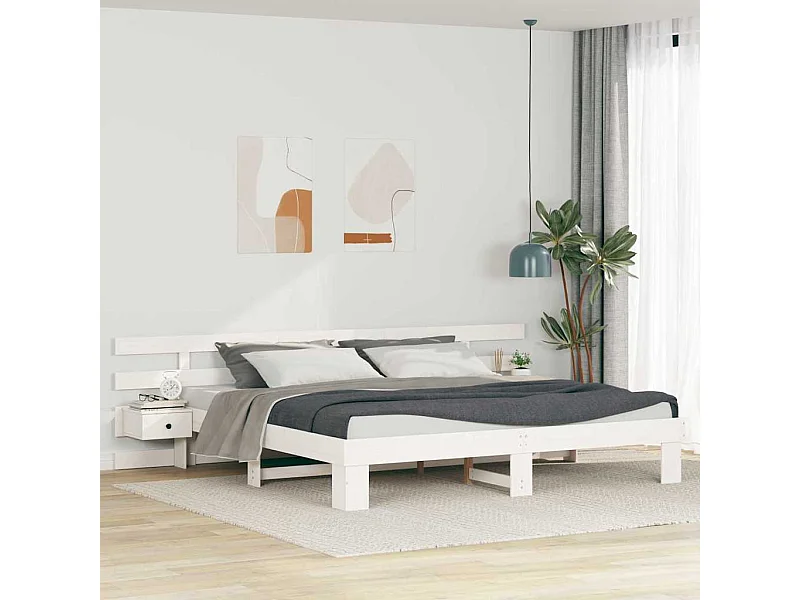Bedframe met lade Wit 200 x 200 cm Hout