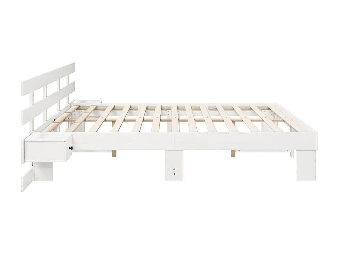 Cadre de lit avec tiroir Blanc 200 x 200 cm bois