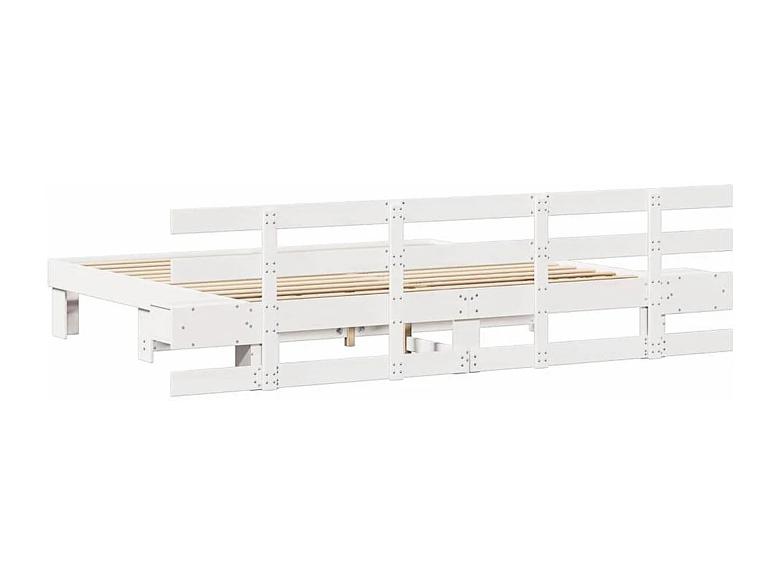 Cadre de lit avec tiroir Blanc 200 x 200 cm bois