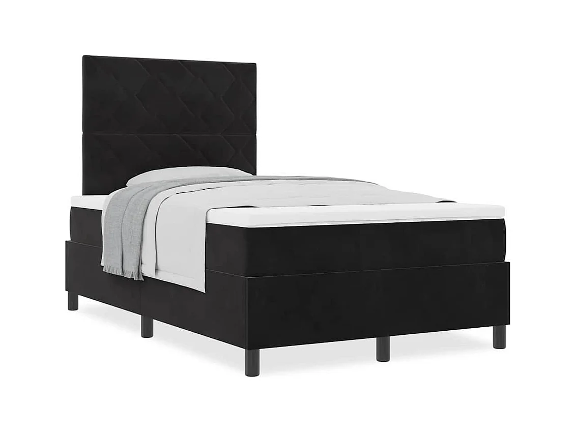 Cadre de lit avec matelas Noir 120 x 190 cm Velours