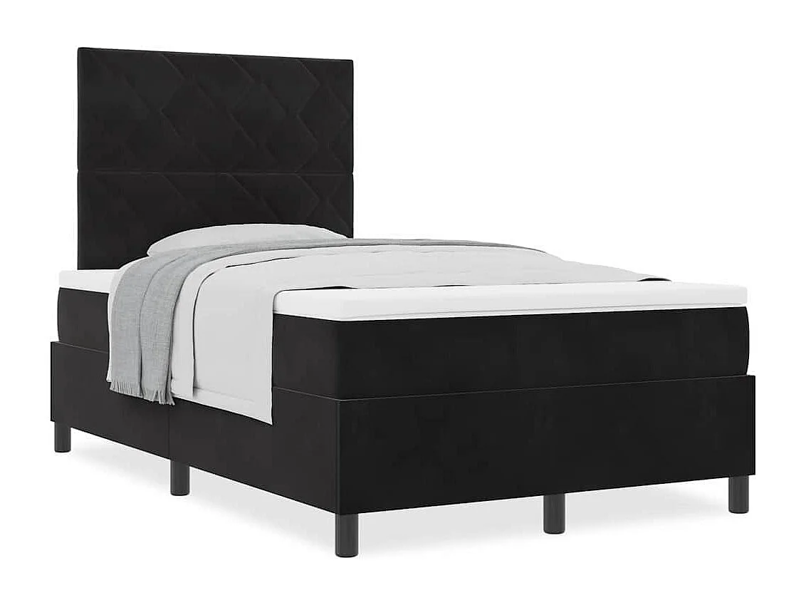 Cama tipo Box Spring con colchón Negro 120 x 190 cm Terciopelo