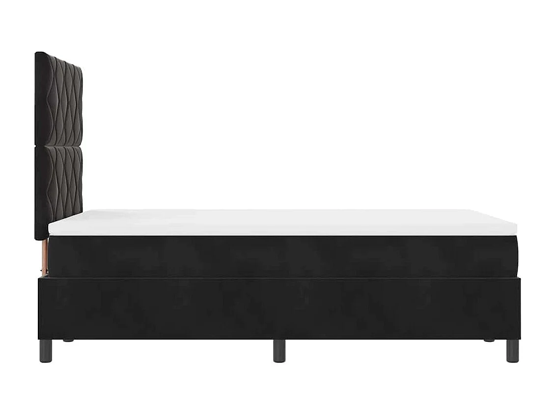 Cama tipo Box Spring con colchón Negro 120 x 190 cm Terciopelo