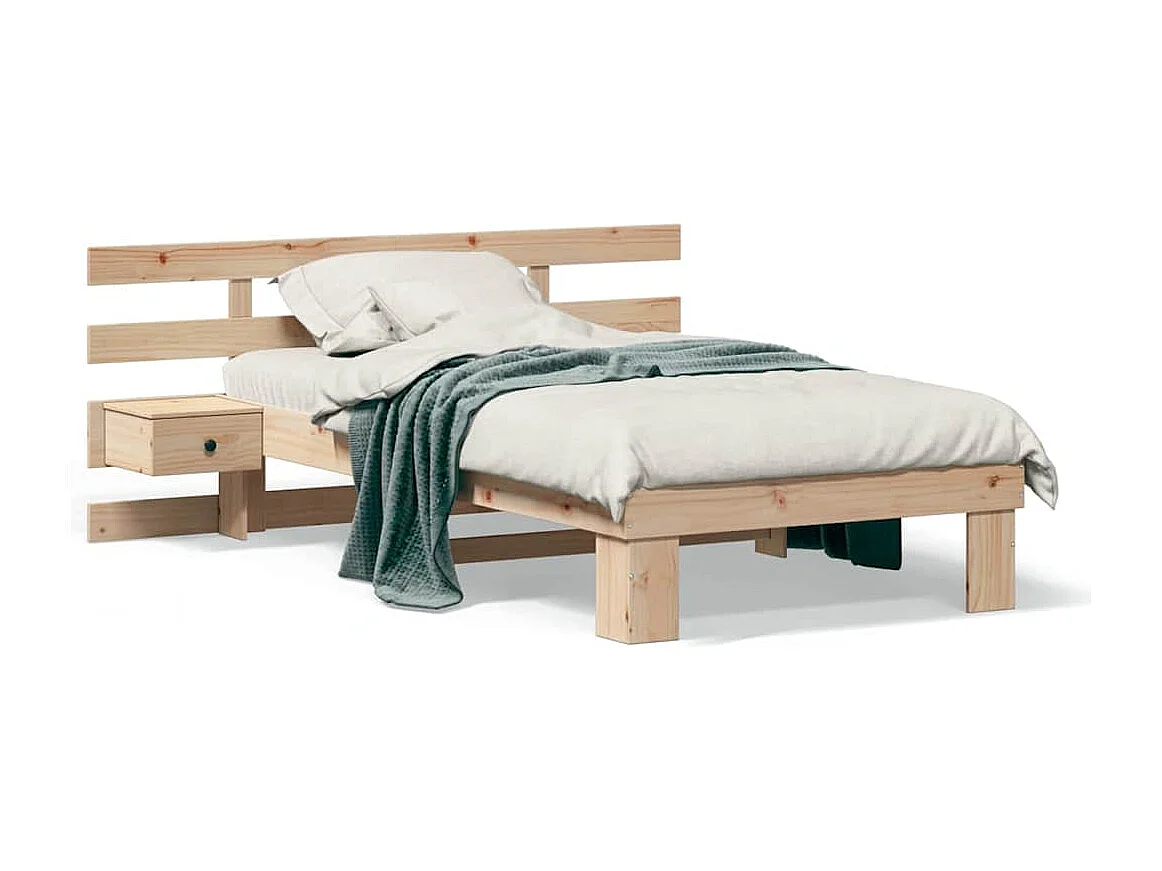 Bedframe met hoofdeinde Bruin 90 x 190 cm Massief grenenhout