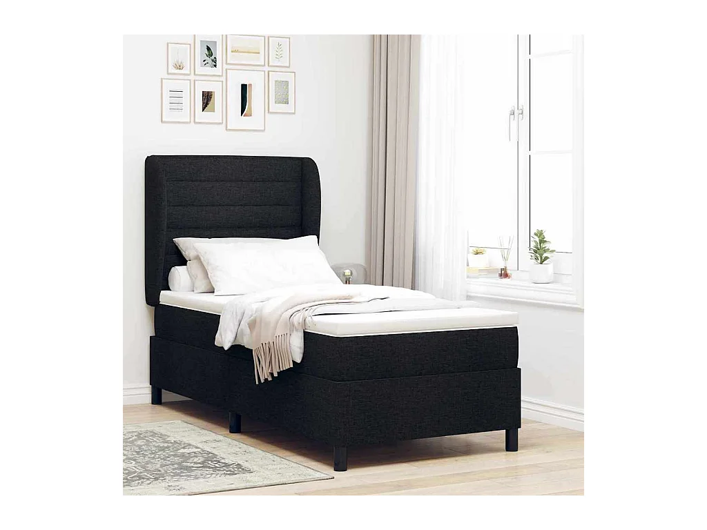 Boxspring bed met matras met hoofdeinde Zwart 100 x 200 cm Stof