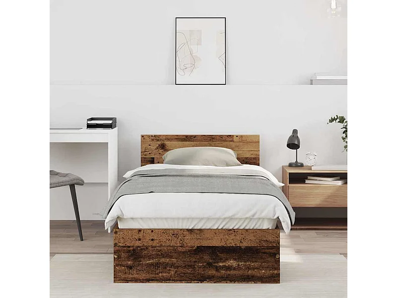 Estructura de cama con cabecera Madera vieja 90 x 190 cm