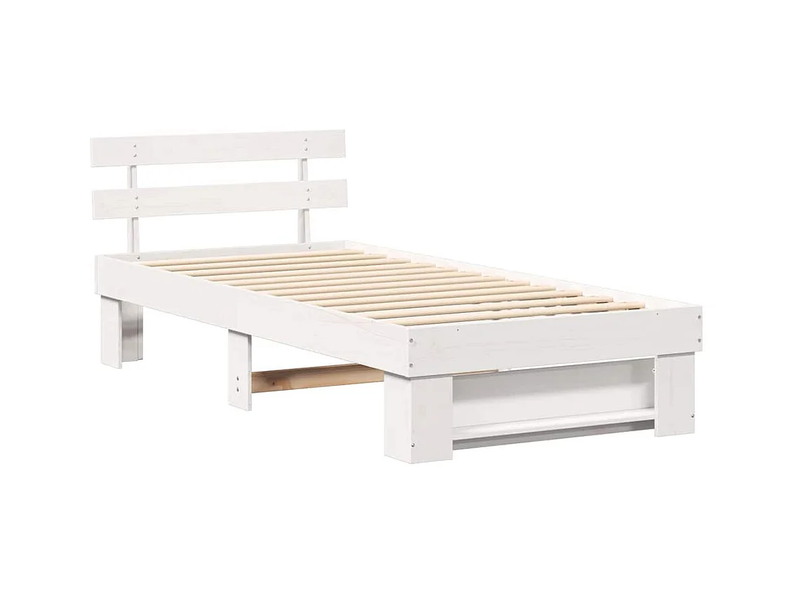Cadre de lit Blanc 100 x 200 cm Bois massif en pin