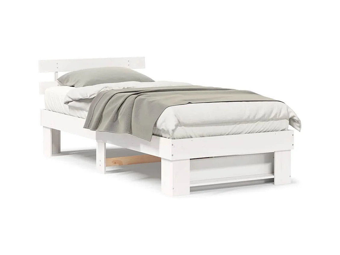 Cadre de lit Blanc 100 x 200 cm Bois massif en pin