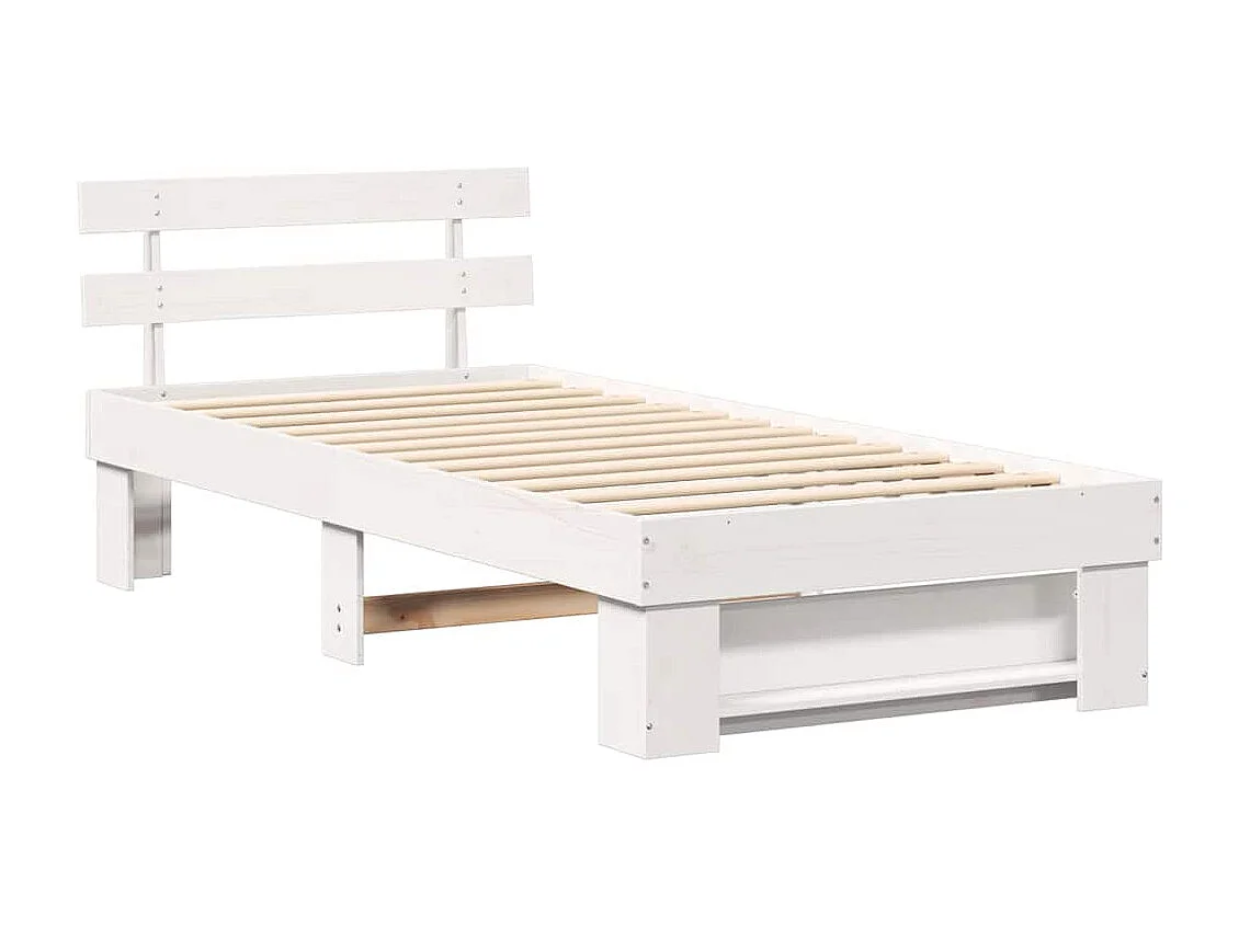 Cadre de lit Blanc 100 x 200 cm Bois massif en pin
