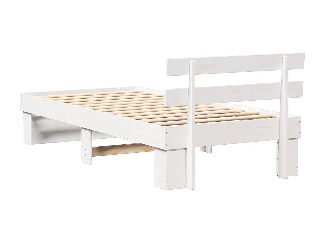 Cadre de lit Blanc 100 x 200 cm Bois massif en pin