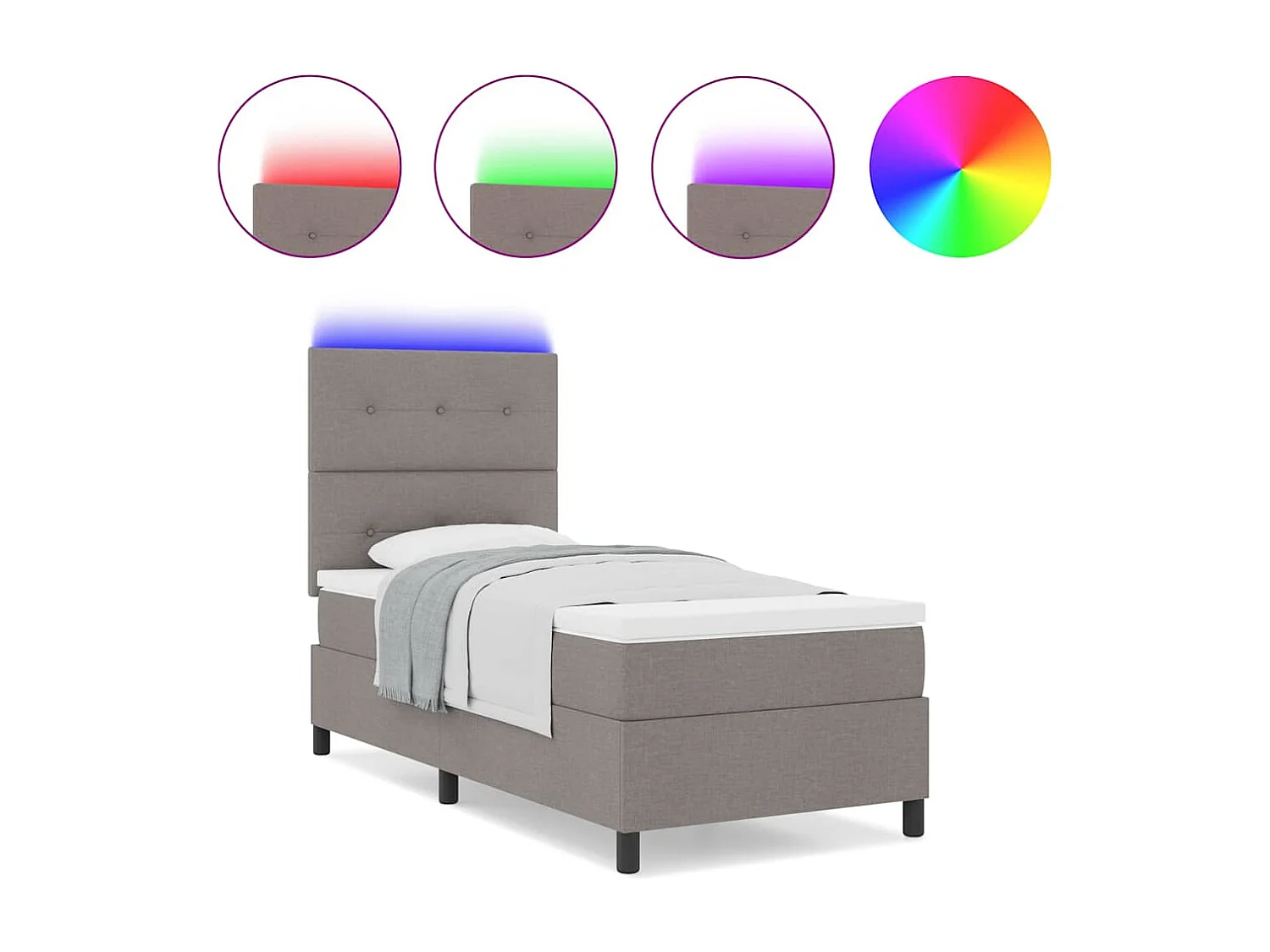 Cama tipo Box Spring con colchón Taupé 100 x 200 cm tela