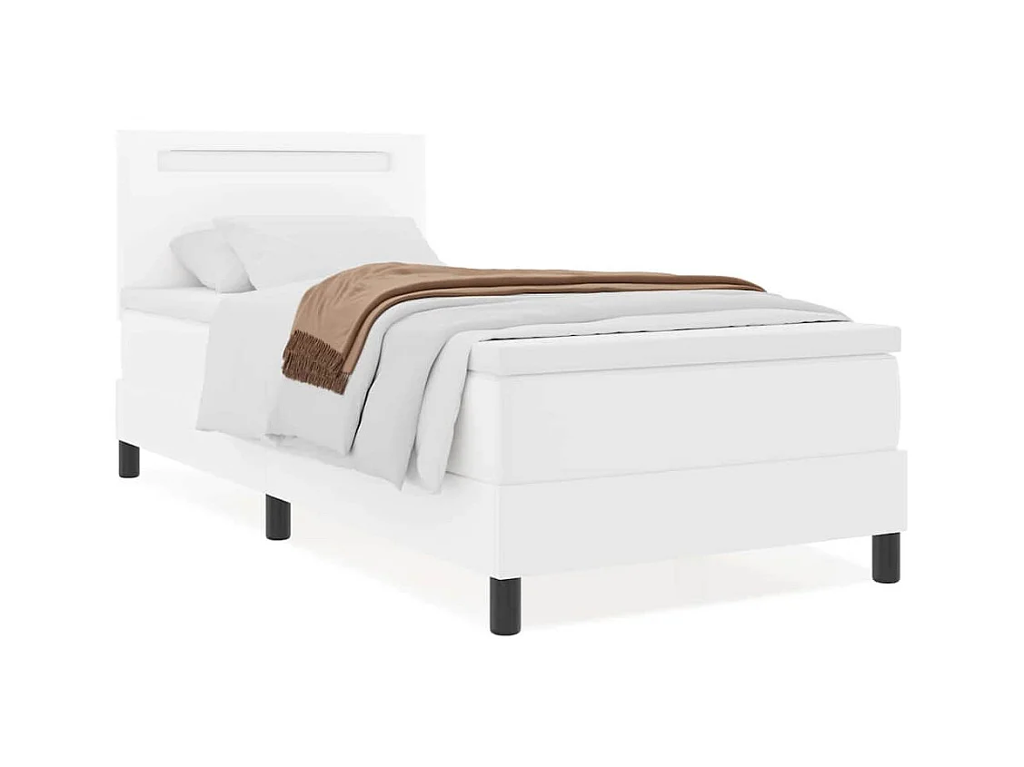 Cadre de lit avec matelas Blanc 90 x 190 cm Faux cuir
