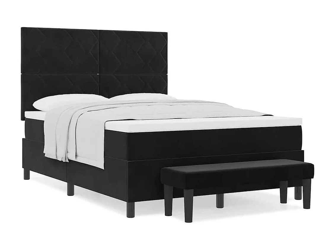 Cadre de lit avec matelas Noir 140 x 190 cm Velours