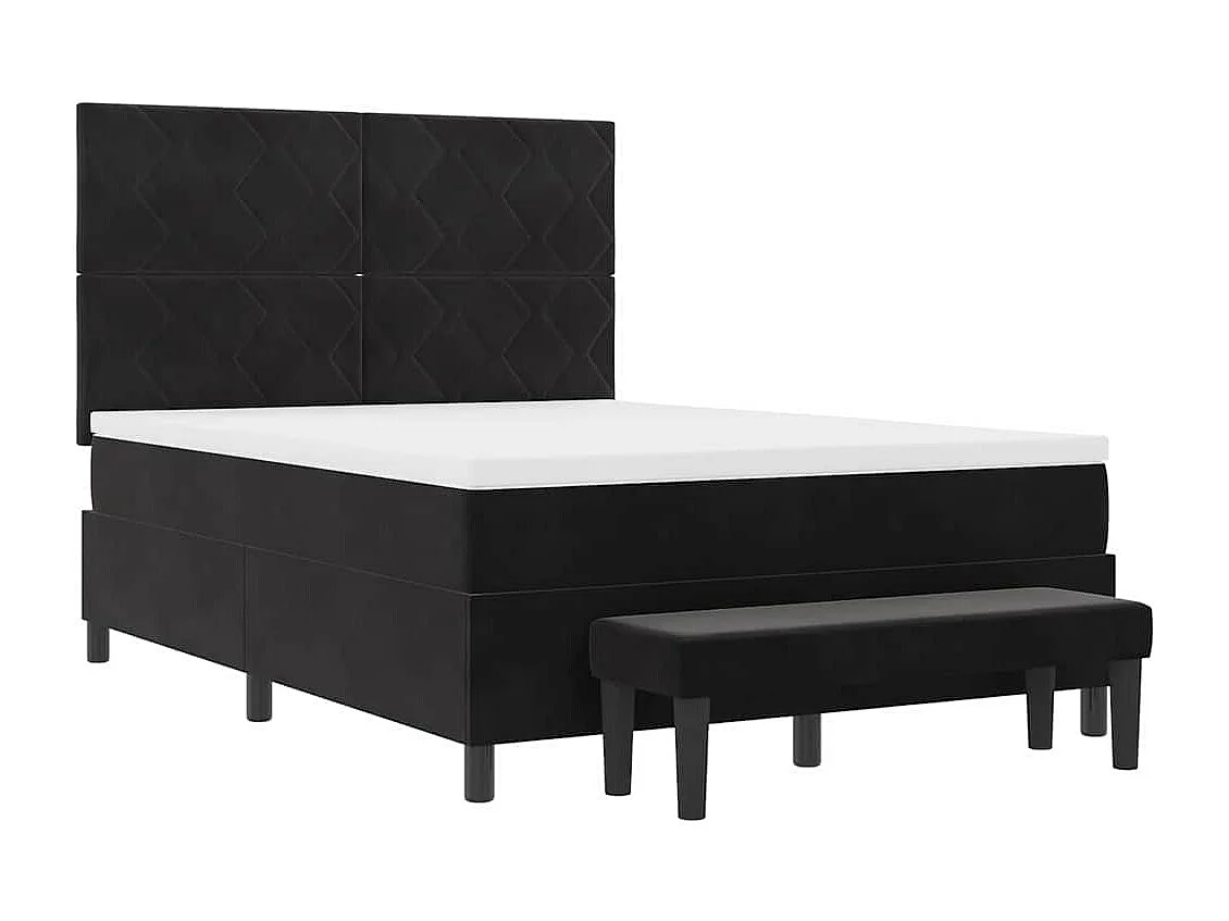Cadre de lit avec matelas Noir 140 x 190 cm Velours