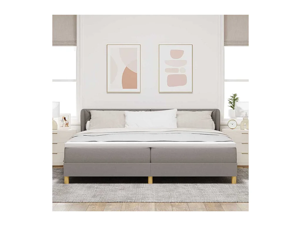 Cadre de lit avec Matelas Crème 90x200 cm Tissu Taupe