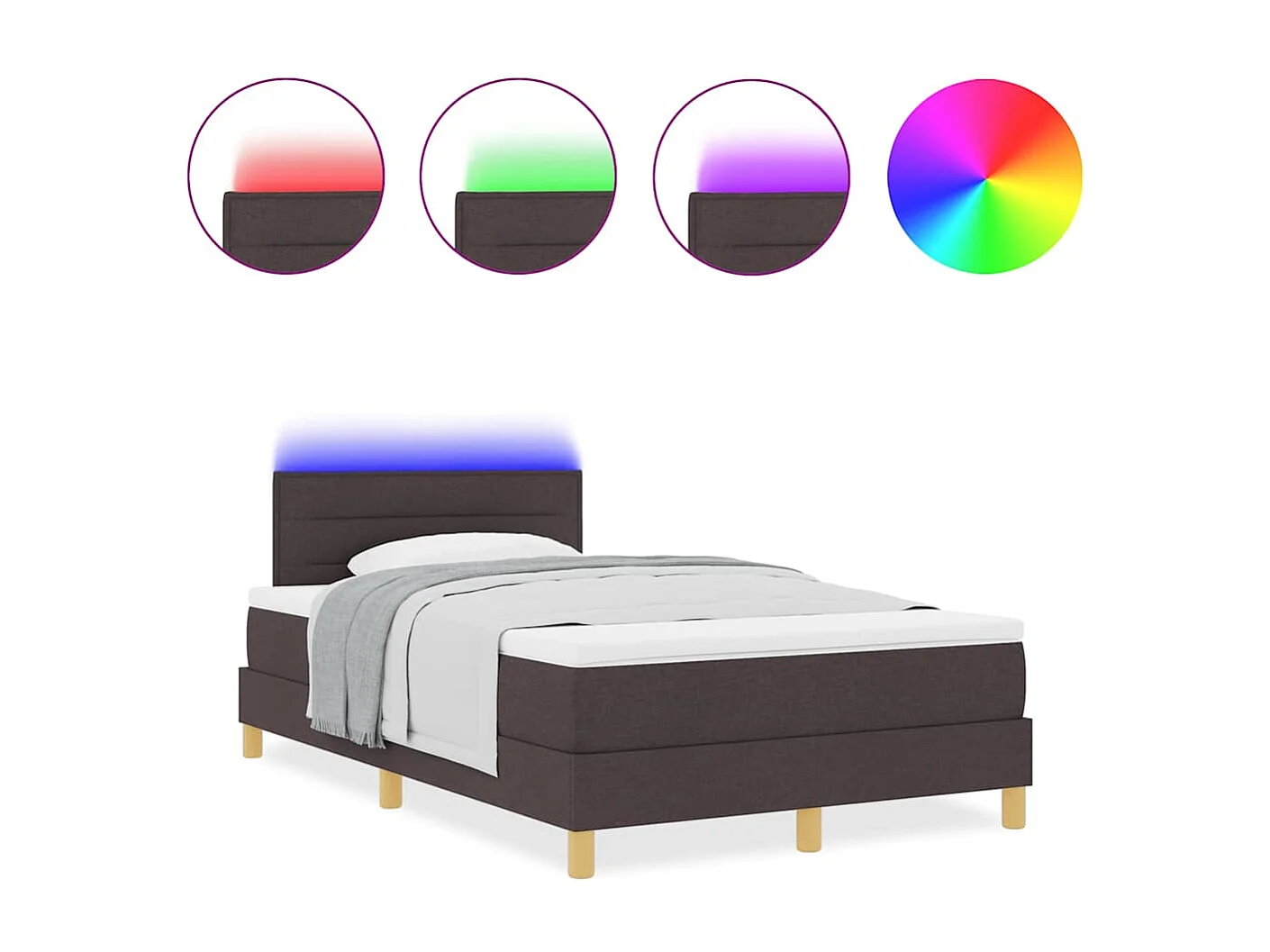 Cama tipo Box Spring Marrón oscuro 120 x 200 cm tela