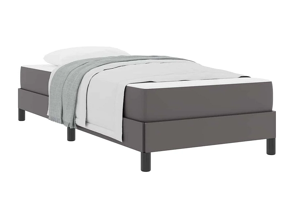Cadre de lit avec matelas Gris 90 x 190 cm Faux cuir