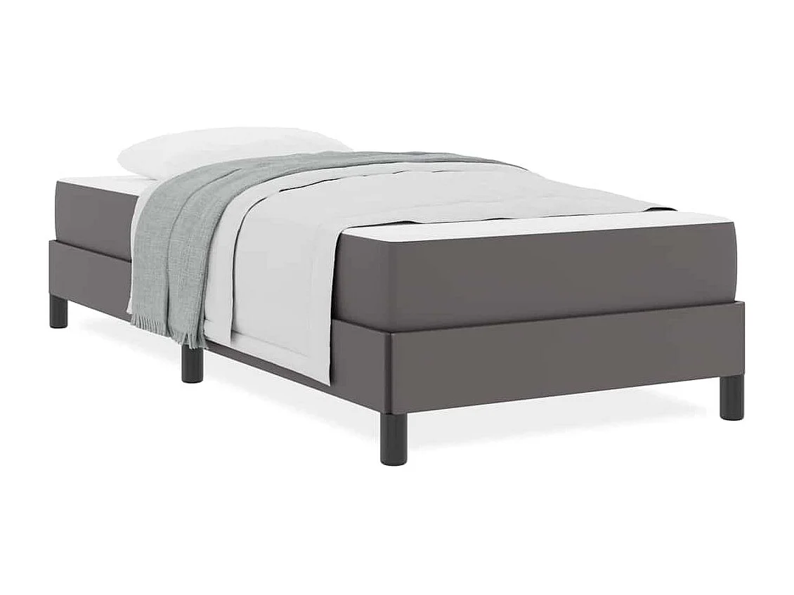 Cadre de lit avec matelas Gris 90 x 190 cm Faux cuir
