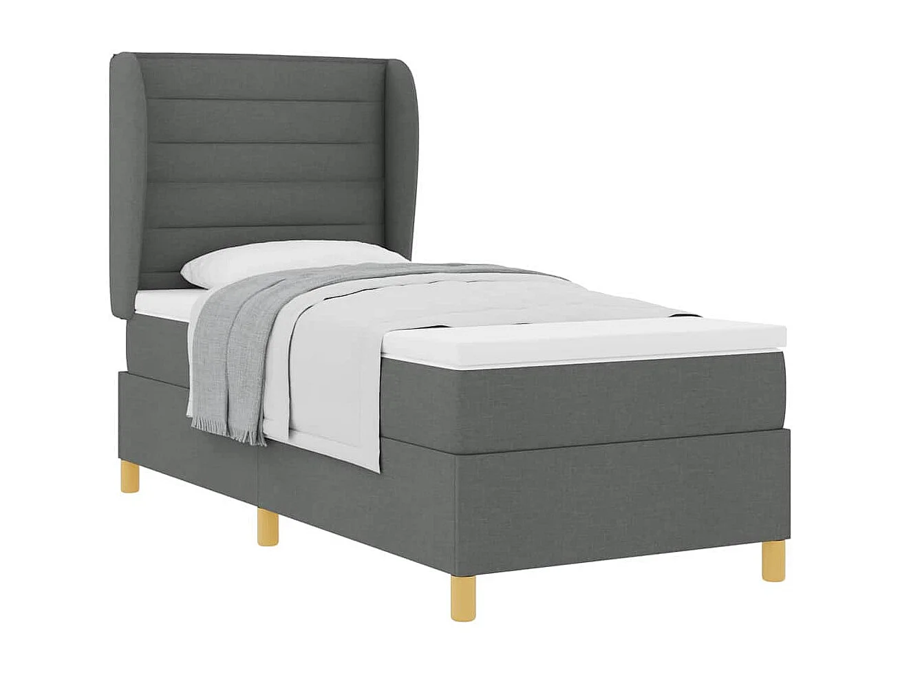 Cadre de lit avec matelas gris foncé 90x190 cm Gris foncé