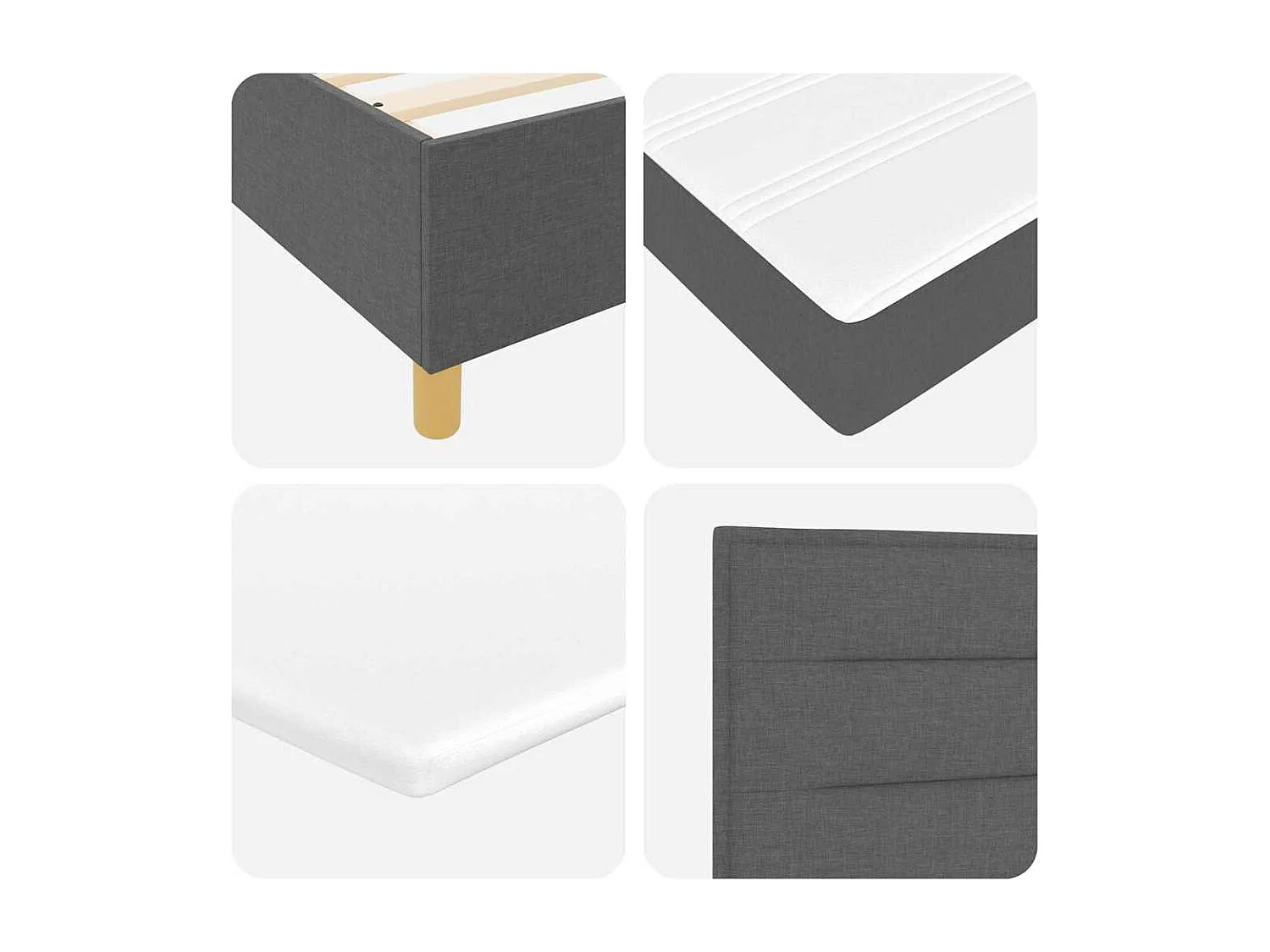 Cadre de lit avec matelas gris foncé 90x190 cm Gris foncé