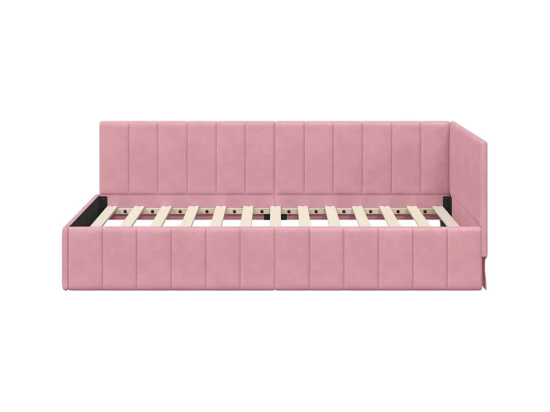 Estrutura de Cama de Canto Rosa 100 x 200 cm Veludo