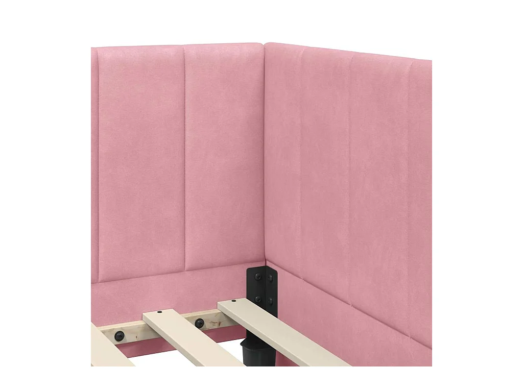Estrutura de Cama de Canto Rosa 100 x 200 cm Veludo