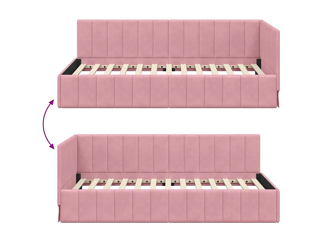 met hoofdeinde Roze 100 x 200 cm Fluweel