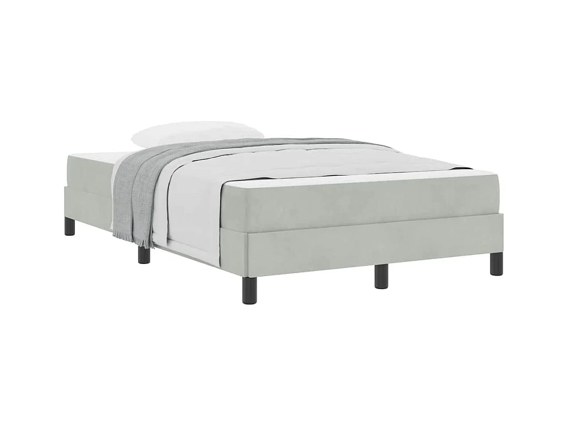 Cadre de lit avec matelas Gris clair 120 x 190 cm Velours