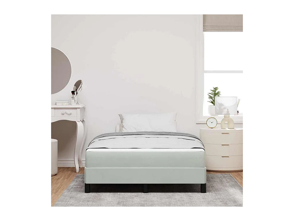 Cadre de lit avec matelas Gris clair 120 x 190 cm Velours