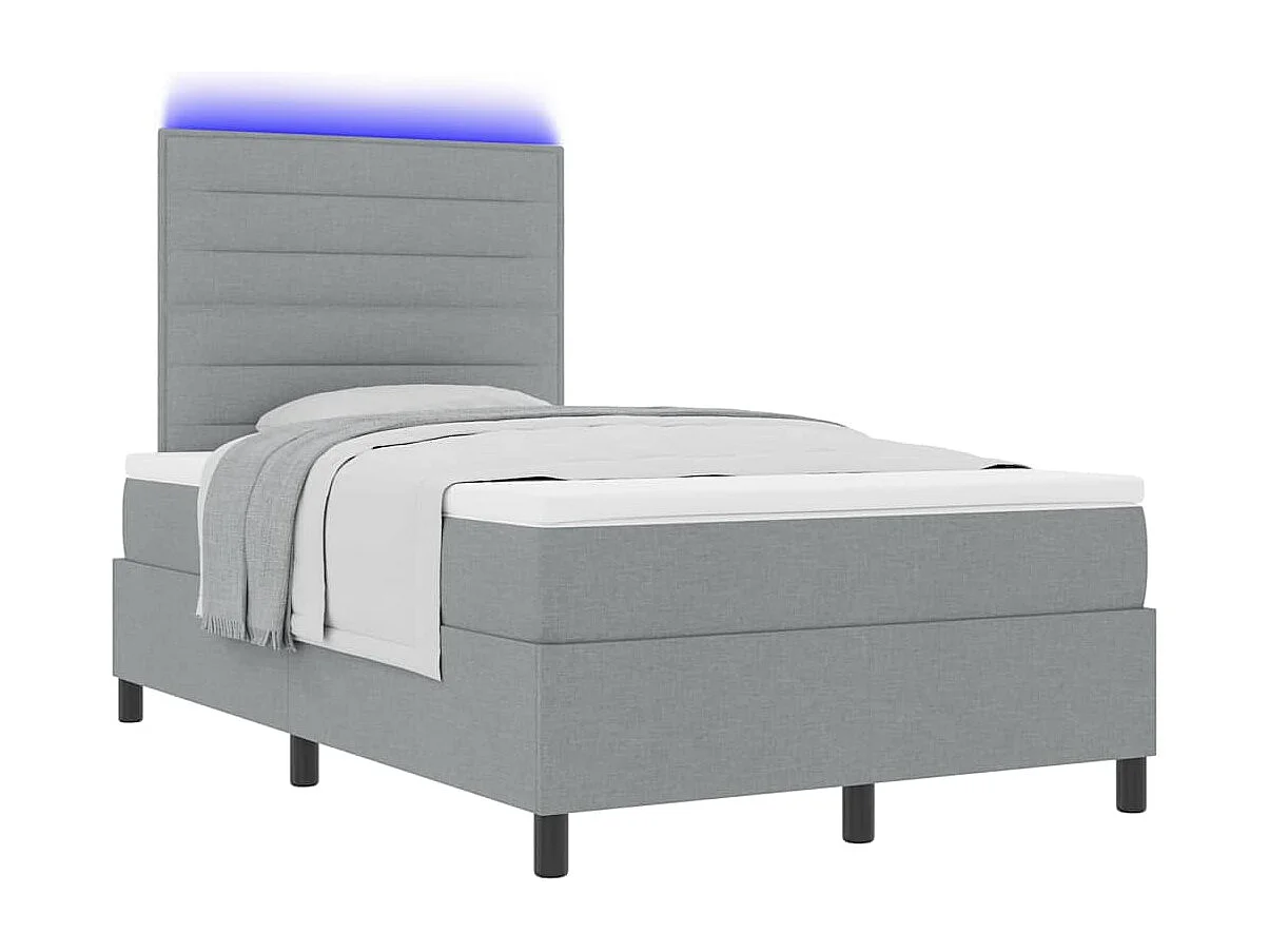 Cama tipo Box Spring con colchón Gris claro 120 x 190 cm tela