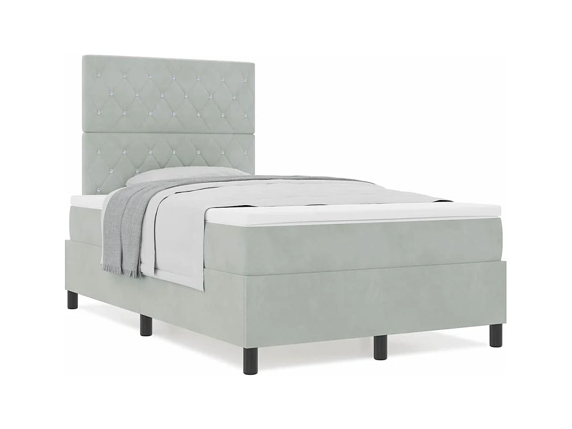 Cadre de lit avec matelas Gris clair 120 x 190 cm Velours