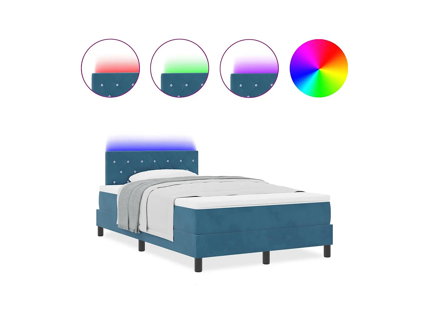 Cama tipo Box Spring Azul oscuro 120 x 190 cm Terciopelo